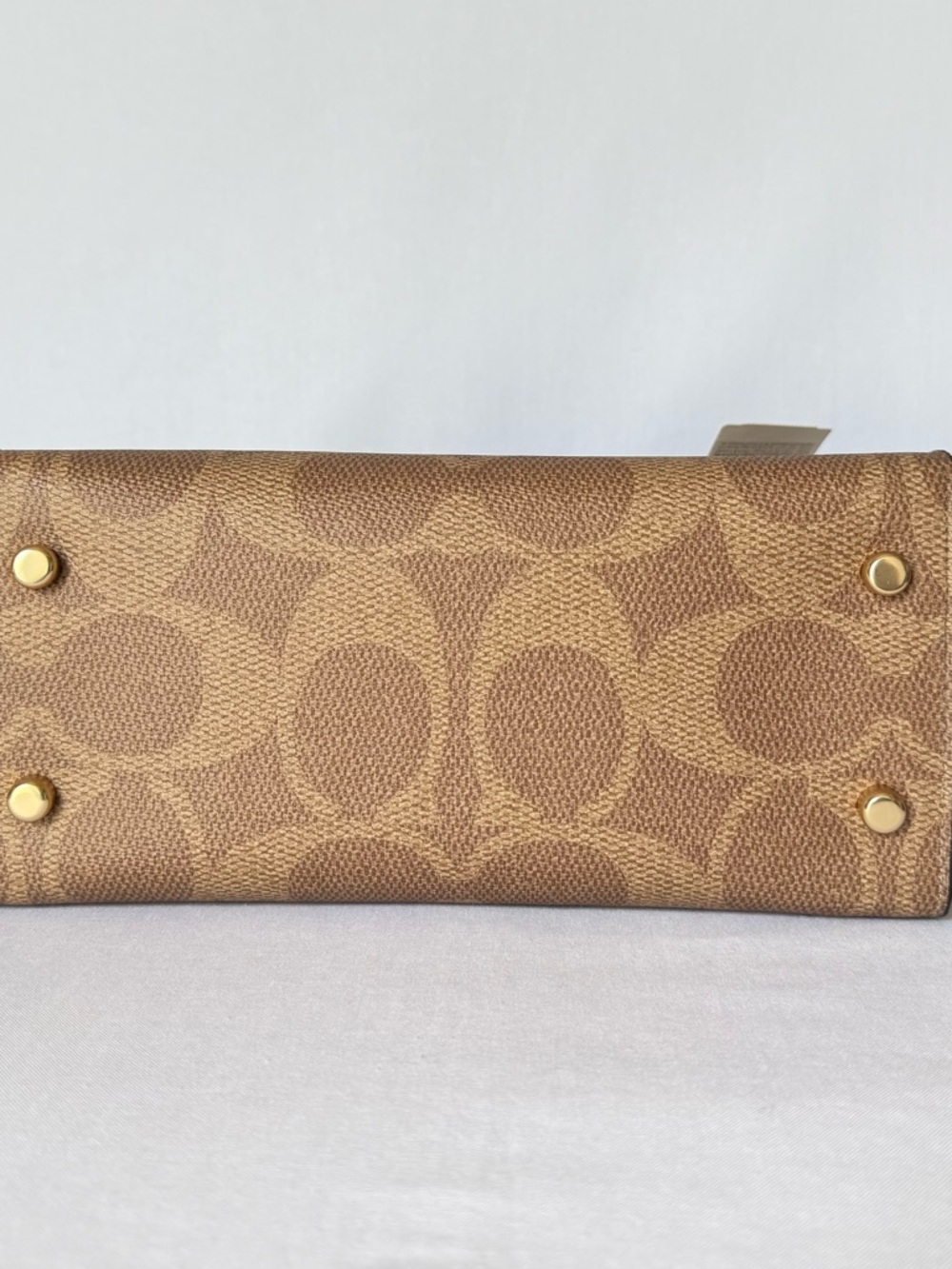 Coach Maggie Small Tote Signature Canvas Tan/deep blue Gold hardware crossbody - Picture 5 of 10